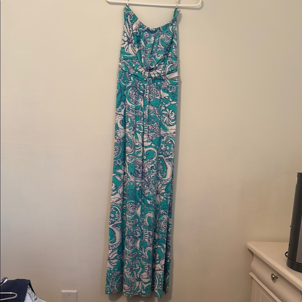 Teal and White Paisley Maxi Dress